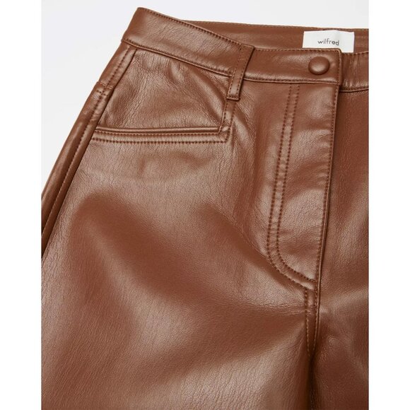 Wilfred Aritzia Beatrix Pants in Cognac Vegan Faux Leather Flared Pants 6 $148 - Picture 3 of 16